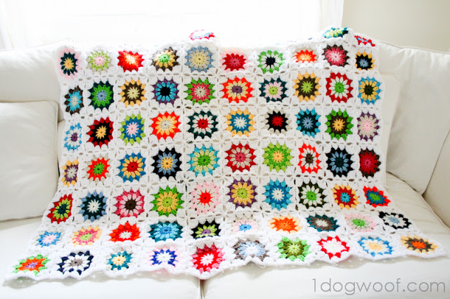 Colorful Squares Crochet Quilt
