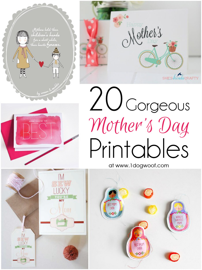 20节华丽的母亲节礼物可打印，标签和卡片：周五发现