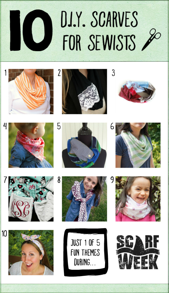 这里有10个可以做的项目，其中很多都是初学者水平，你可以在这里缝你自己的diy围巾!我们有颈巾、头巾、儿童和婴儿用的围巾……这只是第二届围巾周的五个鼓舞人心的主题之一。scarfy吧!
