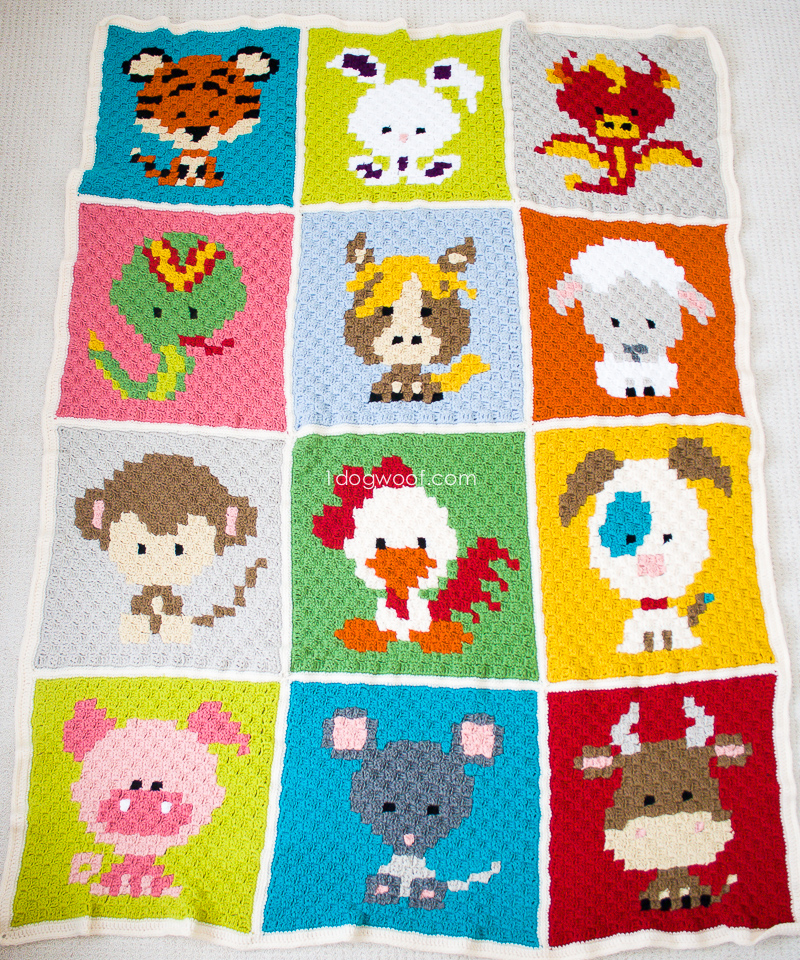 Zoodiacs c2c Crochet Afghan - free crochet patterns | www.ssjjudo.com