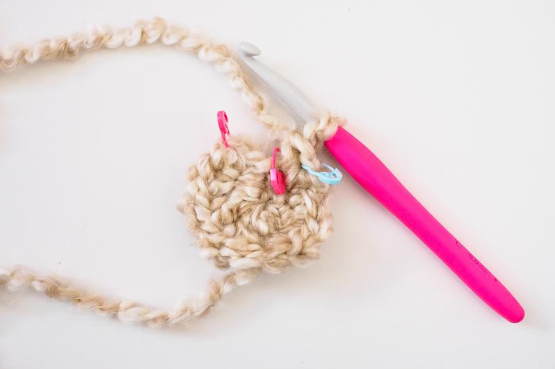 Use stitch markers when crocheting with difficult yarn