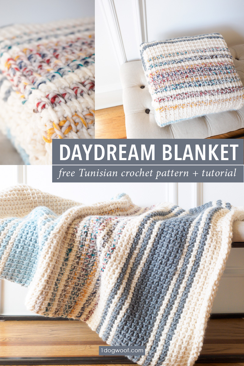 Simple striped Tunisian crochet blanket