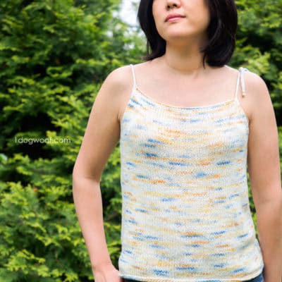 Solstice Tie-Shoulder Tank with leafy green background