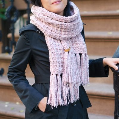 Snowbird Waffle-Knit Scarf: Free Knitting Pattern